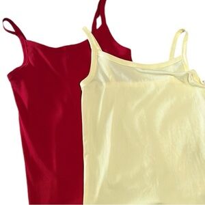 NoBo 2-Pack Ribbed Cami Tank Tops Red Yellow Juniors Size L 11/13